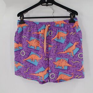 Chubbies Swim Trunks Mens Medium Surfing Dinosaurs 5.5” Lined Pockets Drawstring